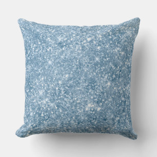 Stylish Baby Blue Shimmer Glitter Glam Pattern Throw Pillow