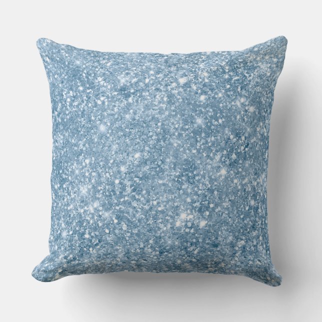 Stylish Baby Blue Shimmer Glitter Glam Pattern Throw Pillow (Front)