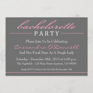 Stylish Bachelorette Party Invitations (Pink)