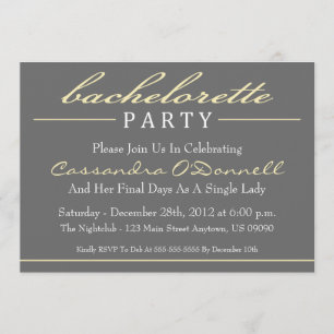 Stylish Bachelorette Party Invitations (Yellow)