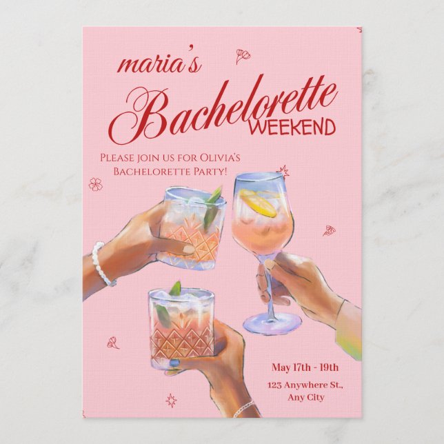 Stylish Bachelorette Weekend Invitation for Bride (Devant)