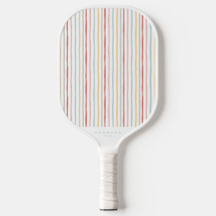 Stylish Back to School Colourful Stripes Monogram Pickleball Paddle