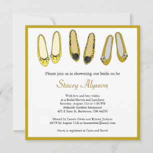 Stylish Ballet Flat Shoes Bridal Shower Invitation