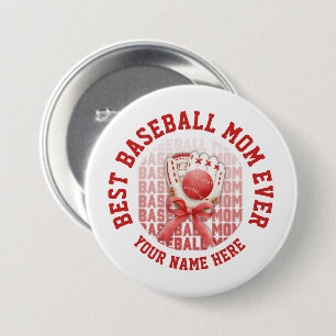Stylish BASEBALL MOM Custom Name 3 Inch Round Button