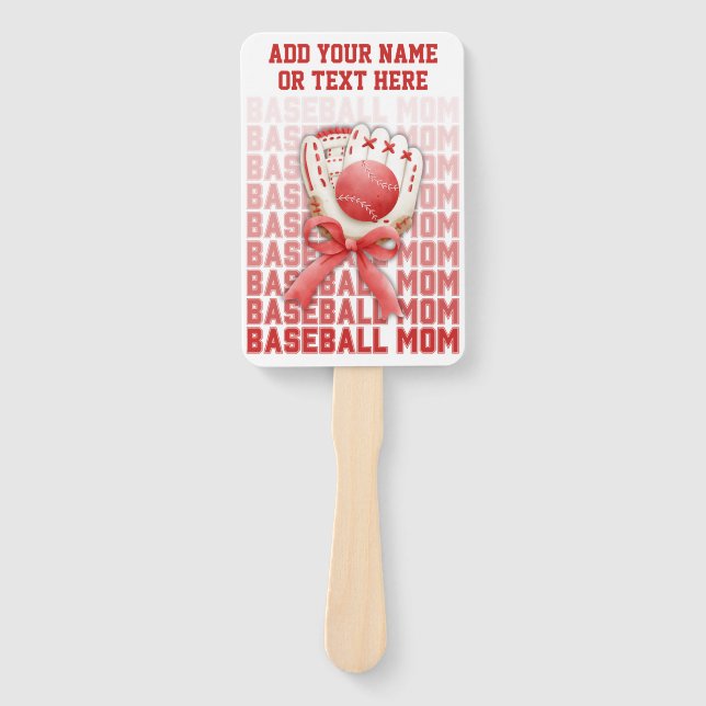 Stylish BASEBALL MOM Custom Name Mothers Day Hand Fan (Front)