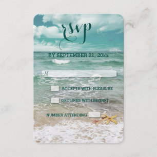 Stylish Beach Starfish Wedding RSVP Card