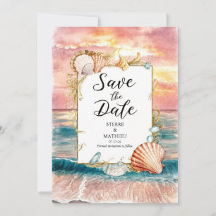 Stylish Beach Wedding Save The Date