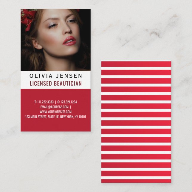 Stylish Beautician  Photo  Business Card (Front/Back)