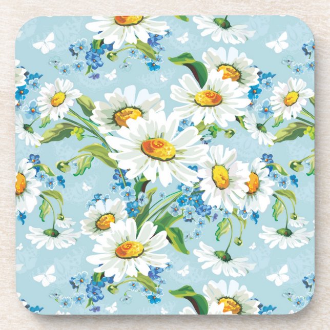 Stylish beautiful bright floral pattern 2 coaster (Front)