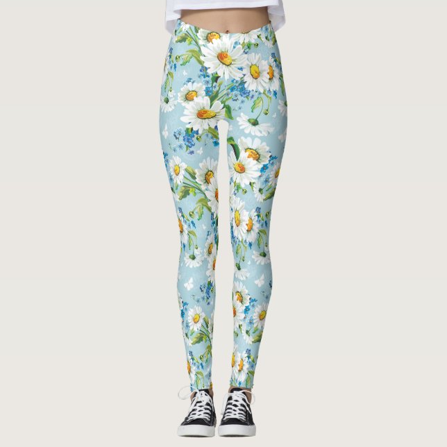 Stylish beautiful bright floral pattern 2 leggings (Front)