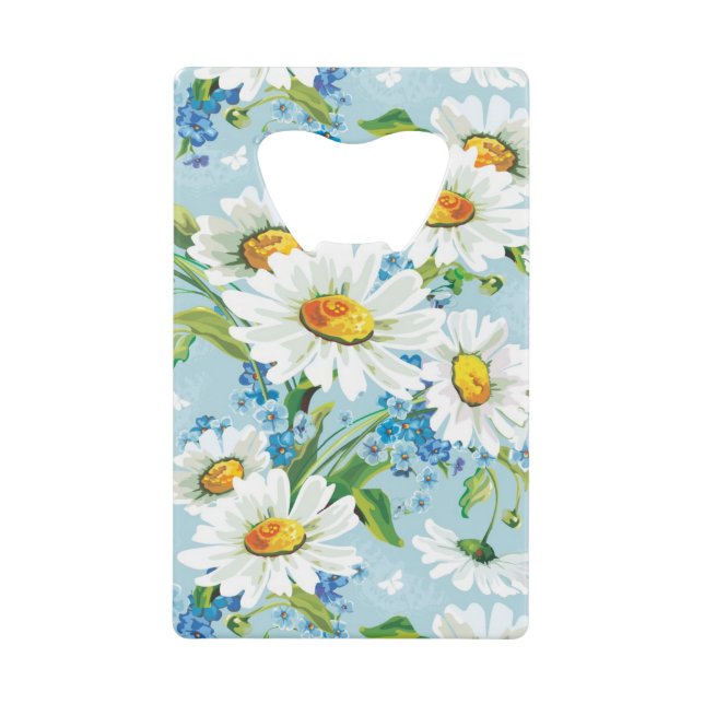 Stylish beautiful bright floral pattern 2 wallet bottle opener (Front)