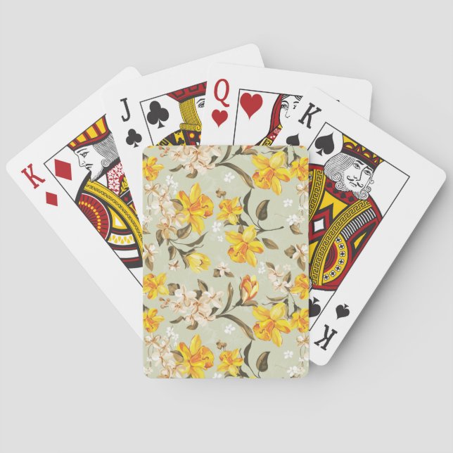 Stylish beautiful bright floral pattern playing cards (Back)