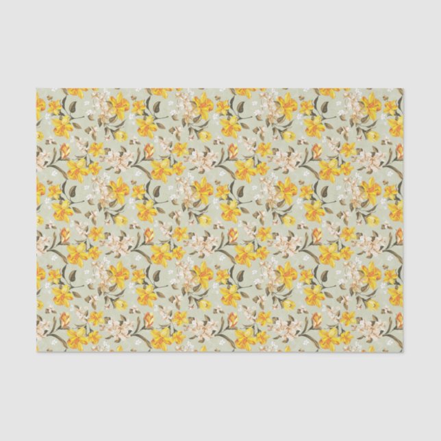 Stylish beautiful bright floral pattern tissue paper (Front)