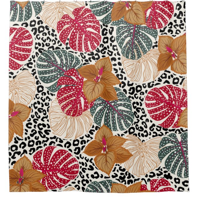 Stylish beautiful tropical forest print on leopard (Front)