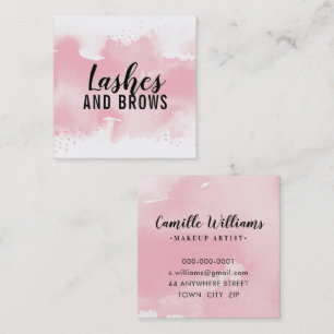 STYLISH BEAUTY modern painted watercolor pale pink Square Business Card
