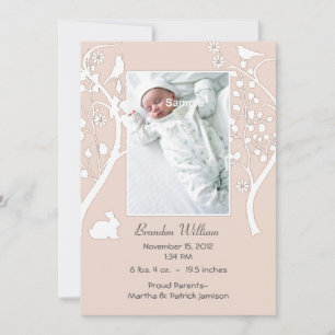 Stylish Beige and White Baby Announcement