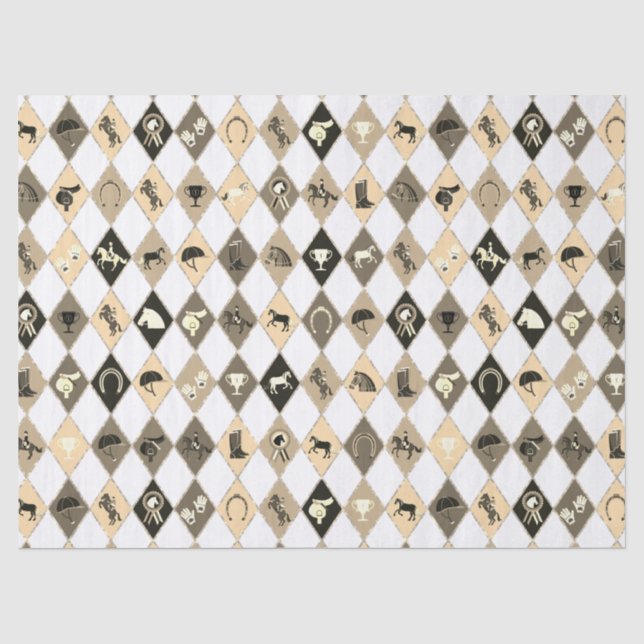 Stylish Beige Cream Equestrian Diamond Pattern Tissue Paper (Front)