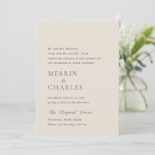 Stylish Beige Photo Modern Wedding Invitation