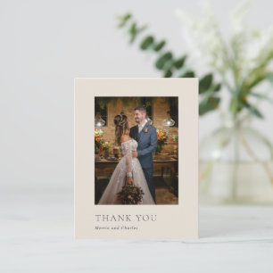 Stylish Beige Photo Modern Wedding Thank You Card