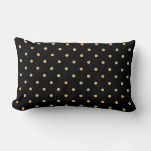 Stylish Beige Polka Dot Black Pattern Design Lumbar Pillow