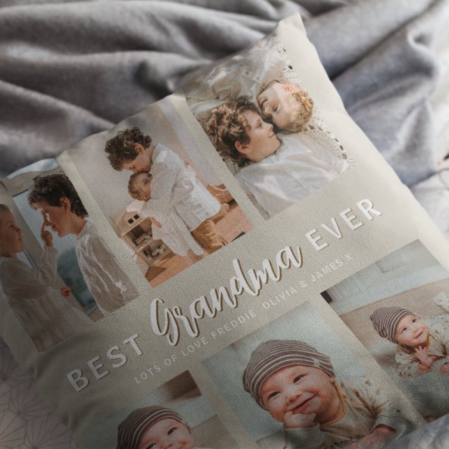 Stylish Best Grandma Ever 6 Photo  Throw Pillow (Creator Uploaded)