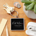 Stylish Best Man Wedding Keychain<br><div class="desc">The perfect gift for any best man, the fun and modern design features stylish typography script font "Best Man" wording with a cute little red love heart full stops. The design is easy to personalize with a name and established wedding date and will be the perfect keepsake from your special...</div>