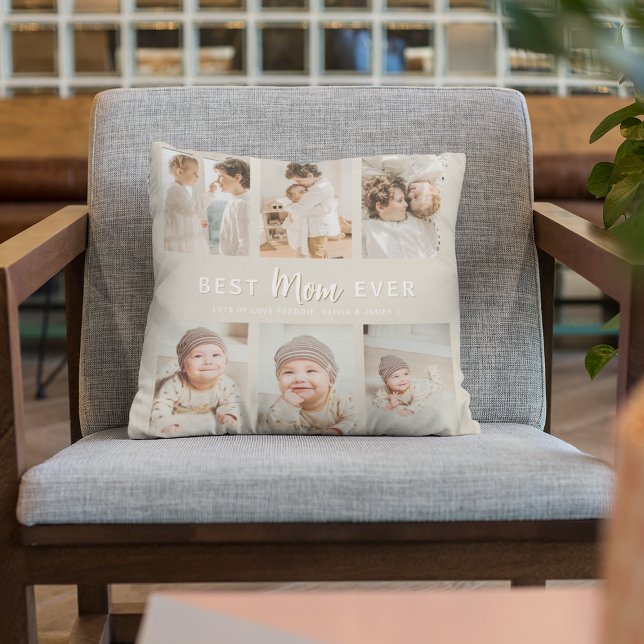 Stylish Best Mom Ever 6 Photo  Throw Pillow (Creator Uploaded)