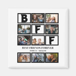 Stylish BFF Best Friends Forever 9 Photo Collage Magnet