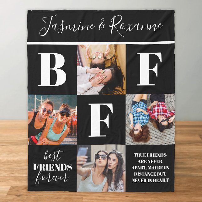 Stylish BFF Besties Photo Collage Fleece Blanket (Creator Uploaded)