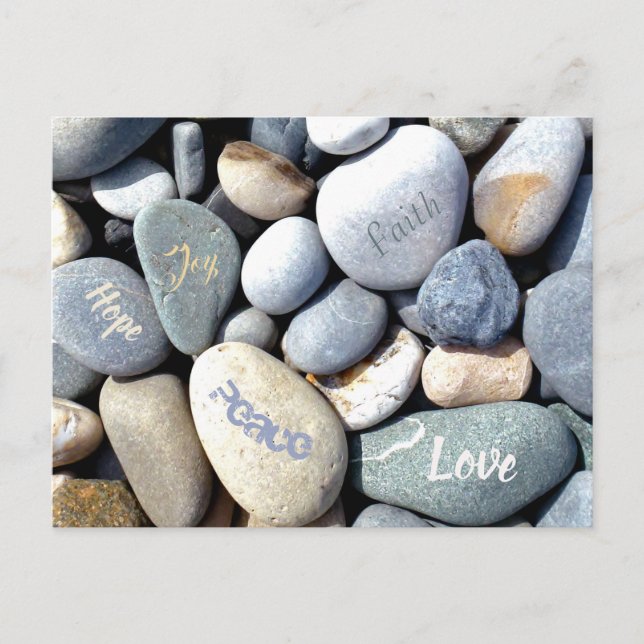 Stylish Biblical Values Colourful Pebble Stones Postcard (Front)