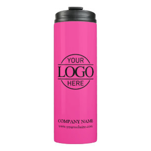Stylish Bight Pink Branded Company Business Logo Thermal Tumbler