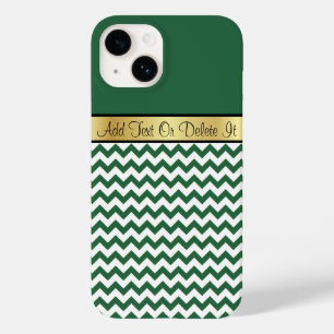 Stylish Billiard Green and White Chevron Monogram Case-Mate iPhone 14 Case