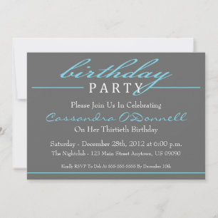 Stylish Birthday Party Invitations (Blue)