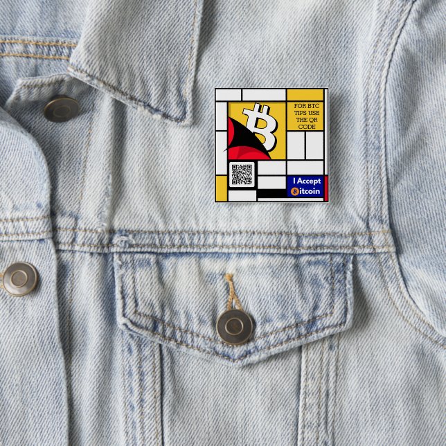 Stylish Bitcoin - Btc crypto  2 Inch Square Button (In Situ)