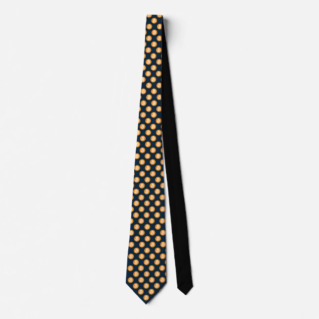 Stylish Bitcoin Tie Repeating Orange BTC Logo (Front)