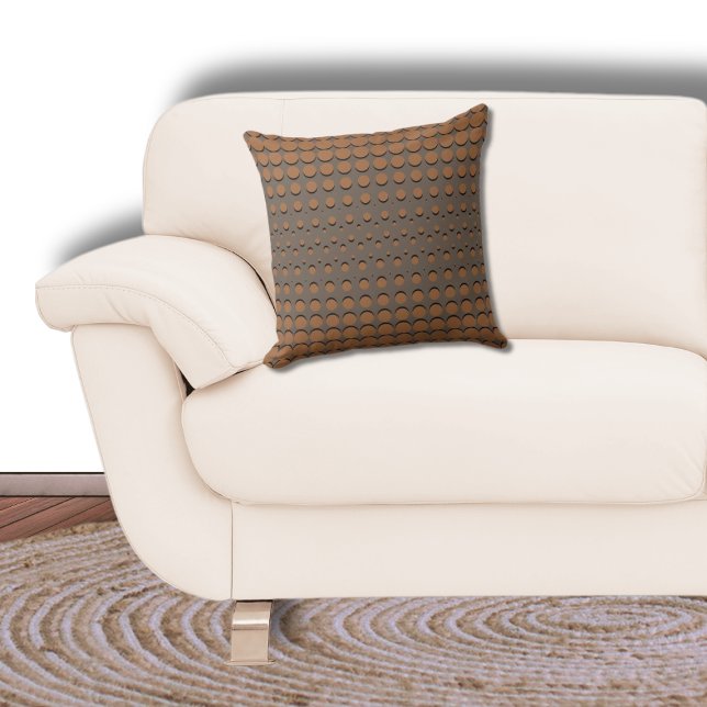 Stylish Black and Brown Halftone Dots Throw Pillow (Creator Uploaded)