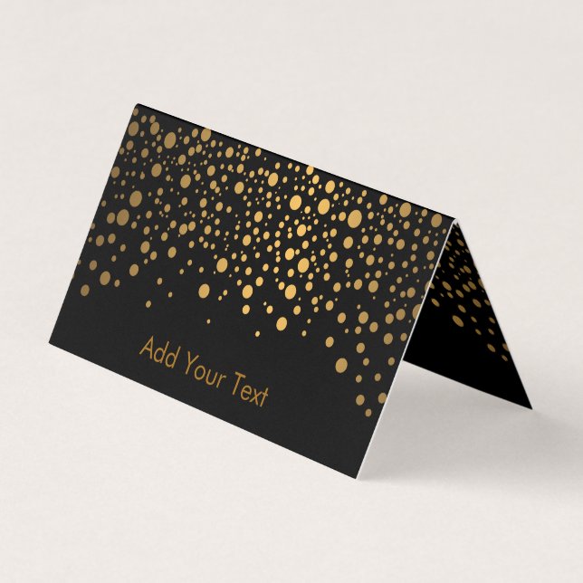 Stylish Black and Gold Confetti Business Card (Front)