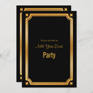 Stylish Black and Gold Frame Invitation