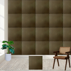 Stylish Black and Gold Geometric Diamond Tile