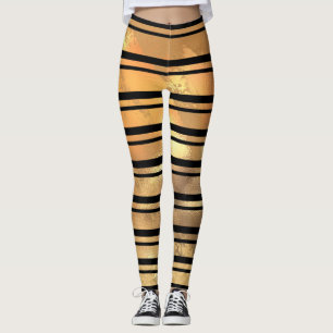 Stylish Black and gold glitter Stripes Leggings