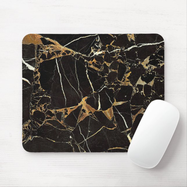 Stylish Black and Gold Marble Mouse Pad (With Mouse)