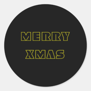 Stylish Black And Gold Merry Xmas Script Christmas Classic Round Sticker