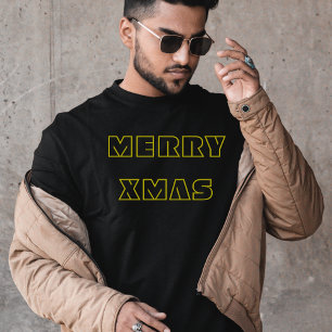 Stylish Black and gold Merry Xmas Script Christmas T-Shirt