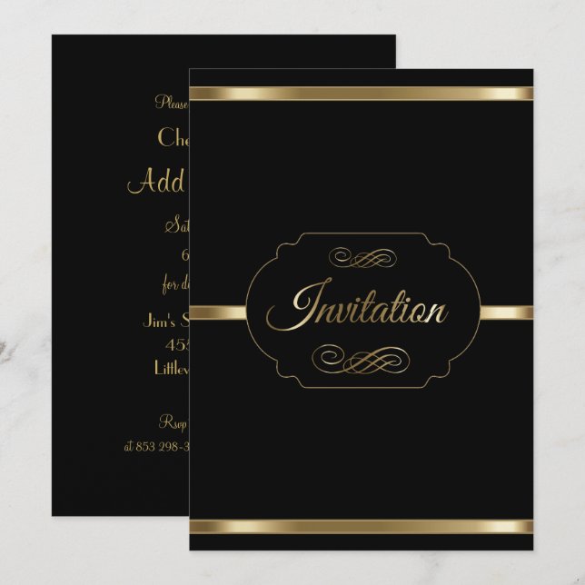 Stylish Black and Gold Party Template (Front/Back)