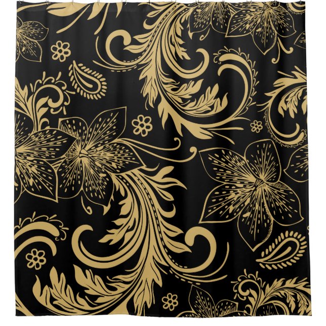 Stylish black and gold Shower Curtain (Front)