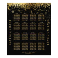 Stylish Black and Gold Snowflakes - Seating Chart