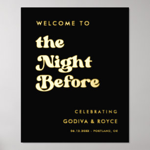 Stylish black and gold The Night before welcome Foil Prints