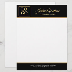 Stylish Black And Golden Background Letterhead
