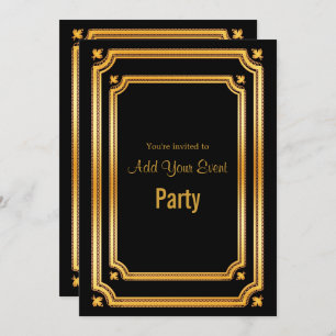 Stylish Black and Golden Frame Invitation