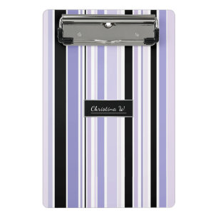Stylish Black and Lilac Striped Mini Clipboard